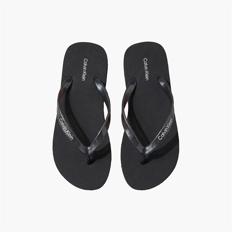 Calvin Klein Womens Arwa Metallic Pearlised Flip Flops Triple Black - Image 3