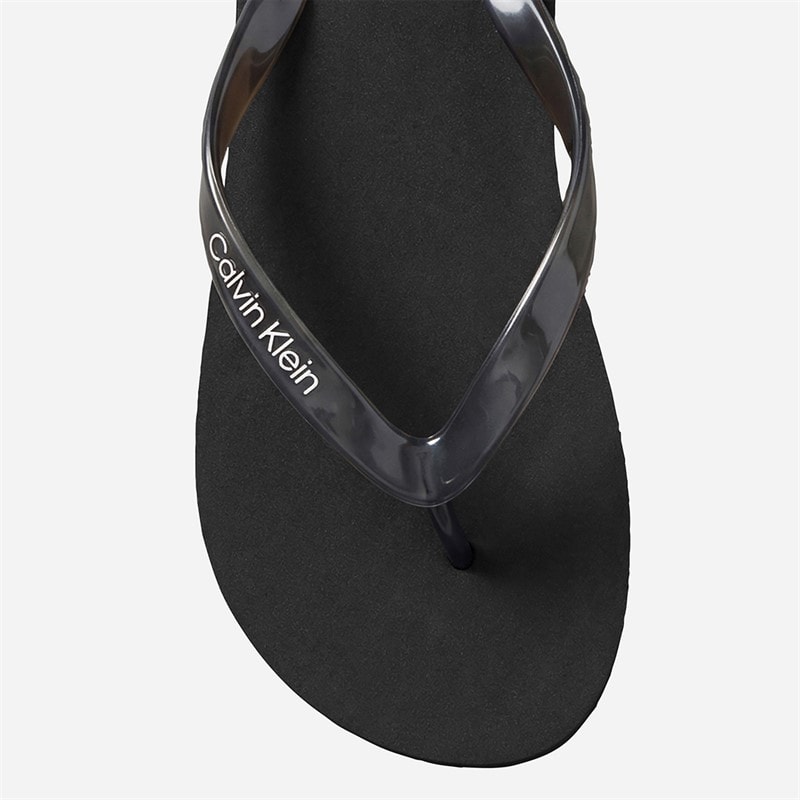 Calvin Klein Womens Arwa Metallic Pearlised Flip Flops Triple Black - Image 5