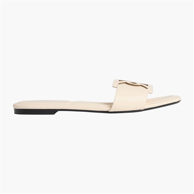 Calvin Klein Womens Provence Leather Square Toe Flat Sandals Light Cashew - Image 5
