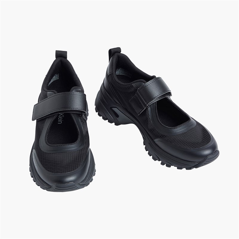Calvin Klein Womens Trailblazer Velcro Runner Trainers Triple Black - Image 3