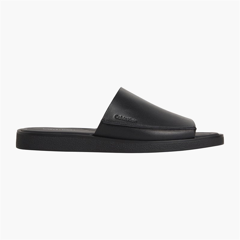 Calvin Klein Mens Alonso Leather Slider Sandals Triple Black - Image 3