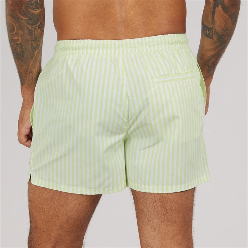 Calvin Klein Mens Swim Shorts Penny Stripe White Jade - Image 2