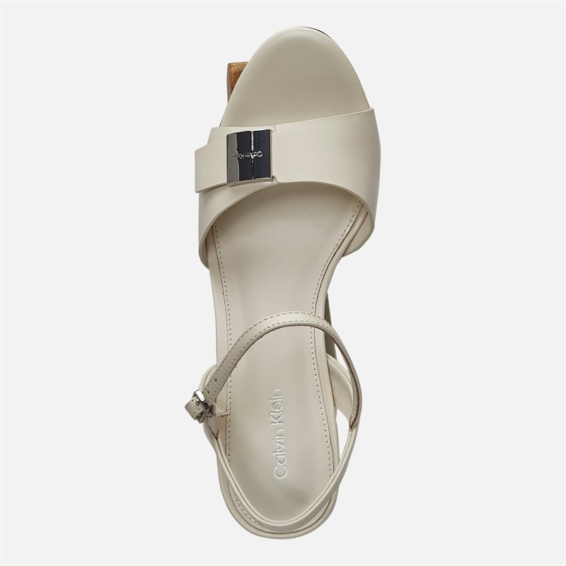 Calvin Klein Womens Leather Heel Sandals Turtle Dove - Image 5