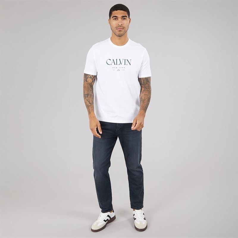 Calvin Klein Mens Mono Logo Graphic T-Shirt Brilliant White - Image 4