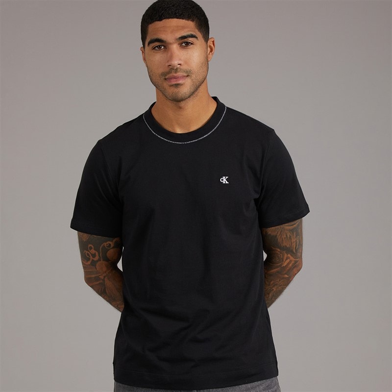 Calvin Klein Mens Contrast Collar T-Shirt Black - Image 1