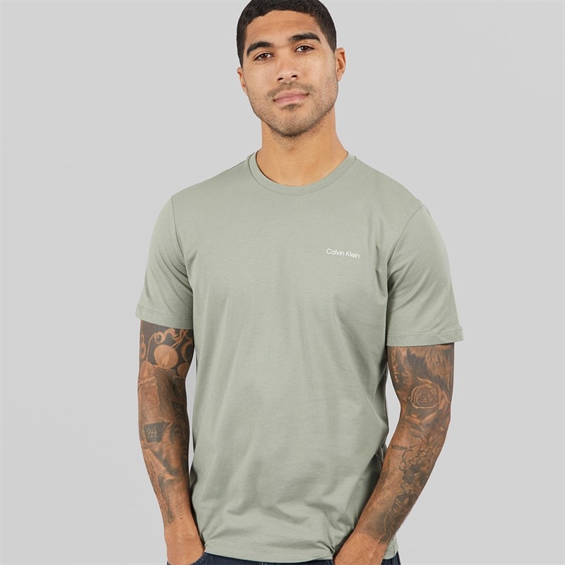Calvin Klein Mens Micro Logo Crew Neck T-Shirt Shadow