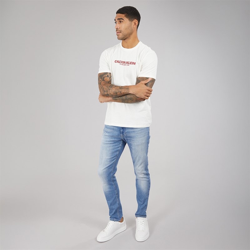Calvin Klein Mens Short Sleeve Graphic T-Shirt White Greige - Image 4