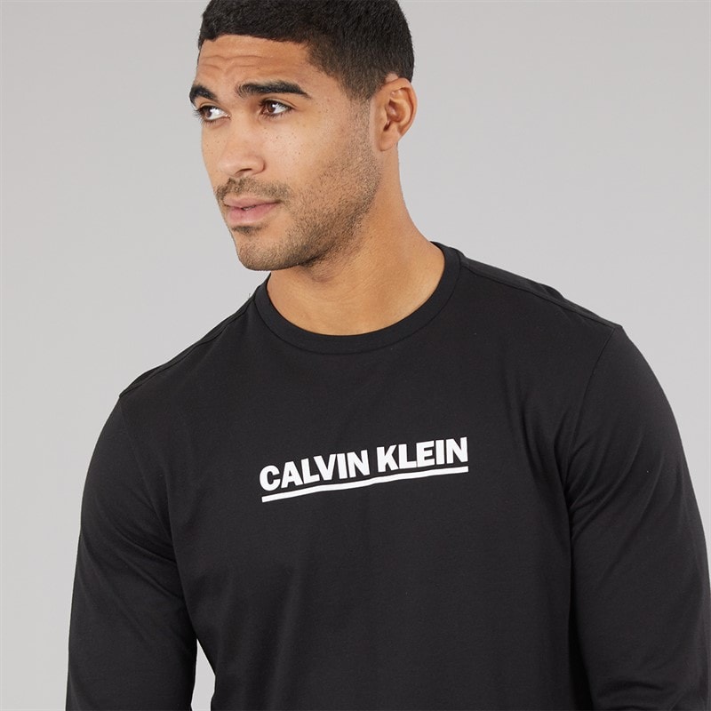 Calvin Klein Mens Long Sleeve Bold Graphic T-Shirt Black - Image 3