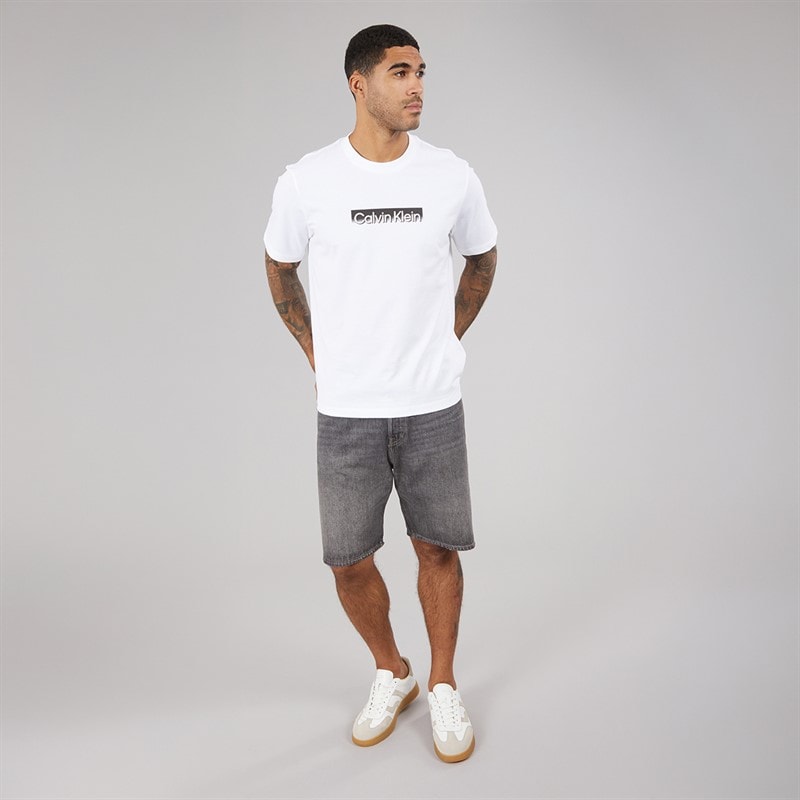 Calvin Klein Mens Tonal Metallic Graphic T-Shirt Bright White - Image 4