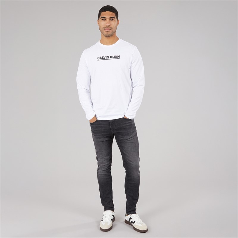 Calvin Klein Mens Long Sleeve Bold Graphic T-Shirt Brilliant White - Image 4