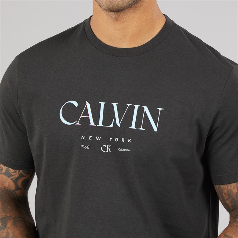 Calvin Klein Mens Mono Logo Graphic T-Shirt Pirate Black - Image 3