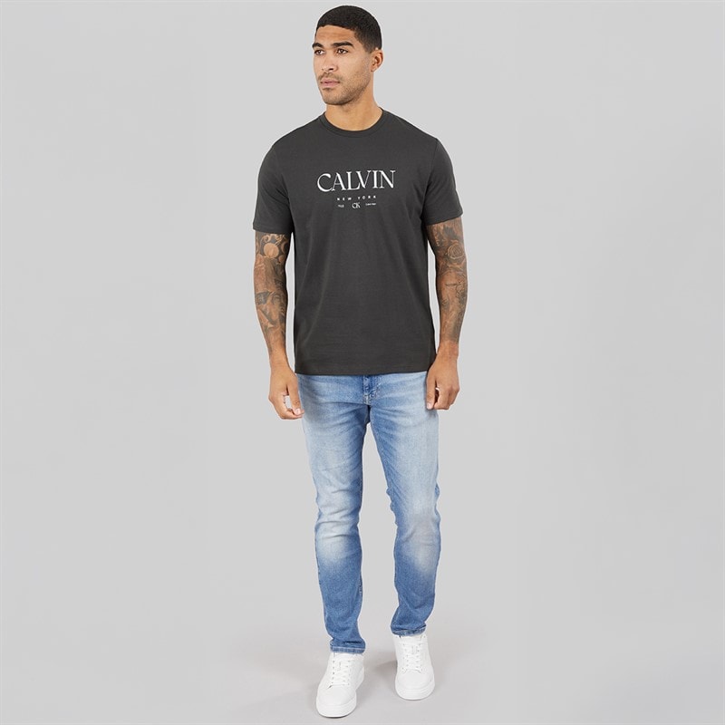 Calvin Klein Mens Mono Logo Graphic T-Shirt Pirate Black - Image 4