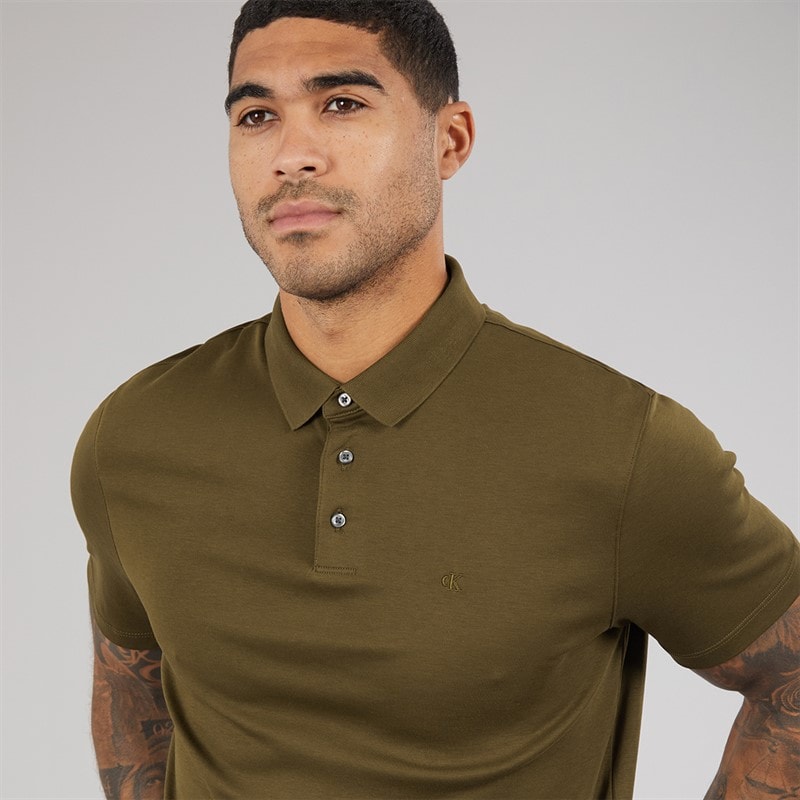 Calvin Klein Mens Short Sleeve Supima Chest Embroidered Polo Shirt Crude Green - Image 3