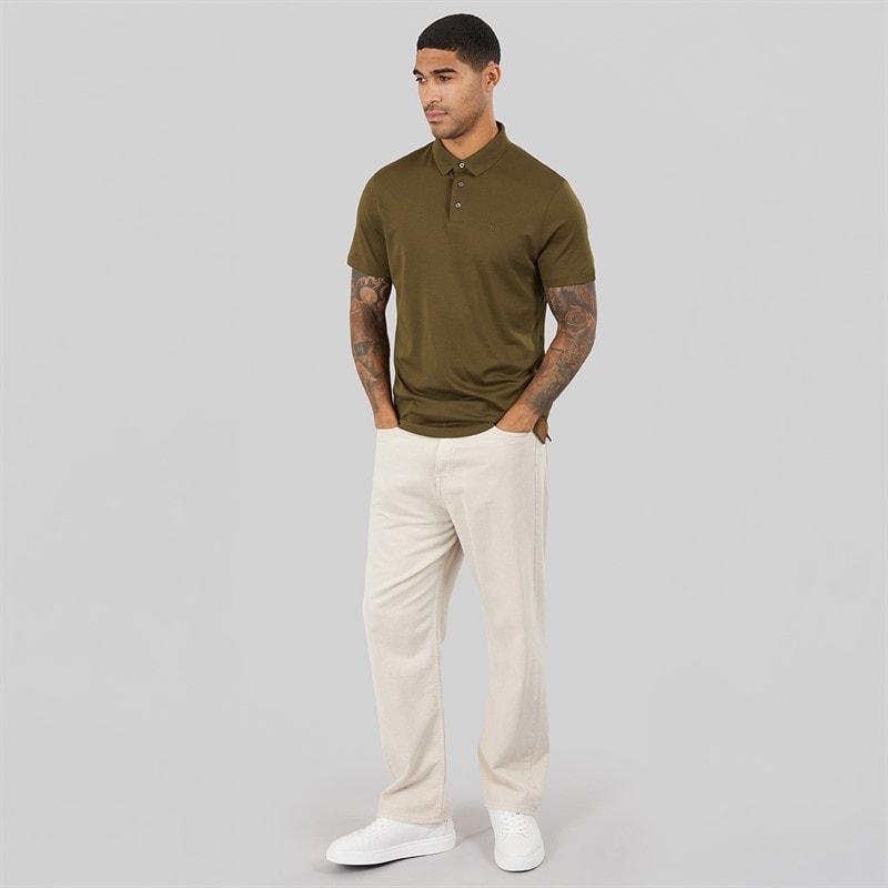 Calvin Klein Mens Short Sleeve Supima Chest Embroidered Polo Shirt Crude Green - Image 4