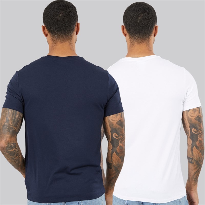 Calvin Klein Mens Two Pack Short Sleeve Stretch Cotton T-Shirts Bright White/Dark Sapphire - Image 2