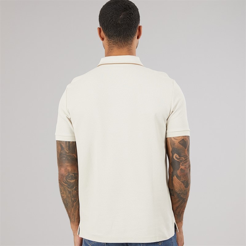 Calvin Klein Mens Short Sleeve Refined Pique Tip Polo Shirt Oatmeal - Image 2