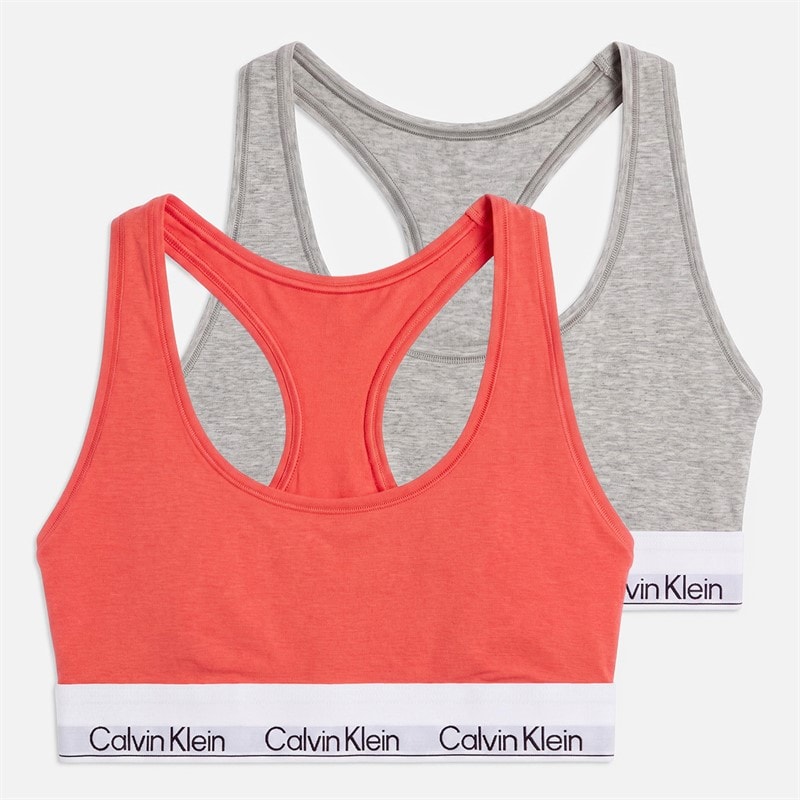 Calvin Klein Womens Two Pack Bralettes Punch Pink/Grey Heather