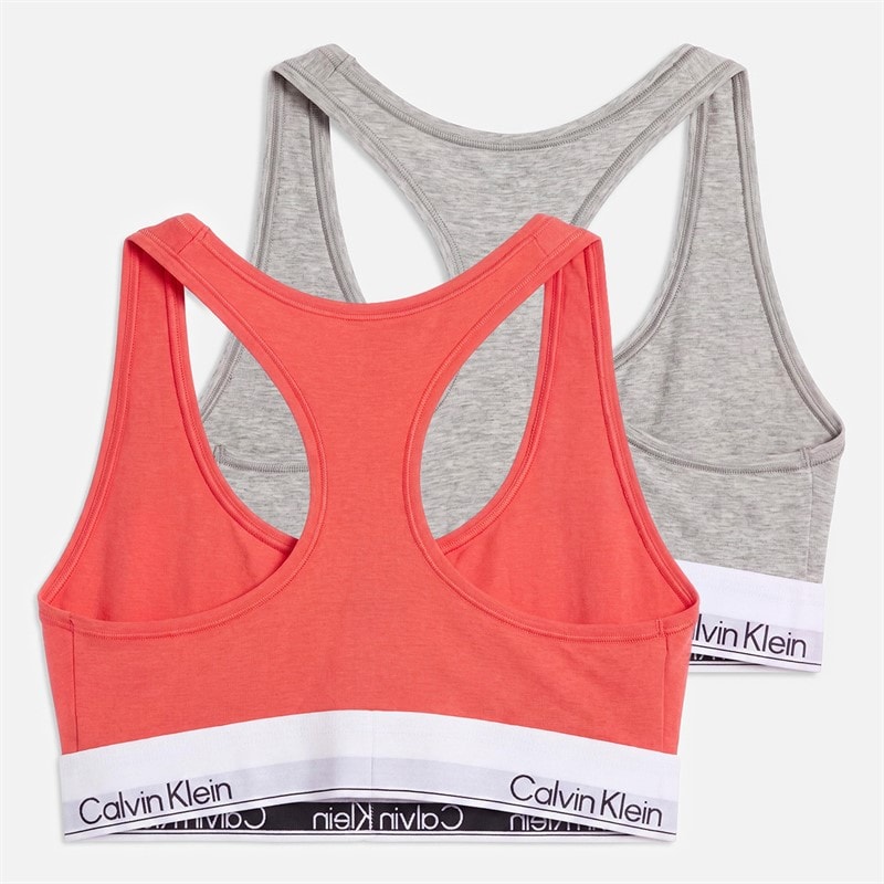 Calvin Klein Womens Two Pack Bralettes Punch Pink/Grey Heather - Image 2