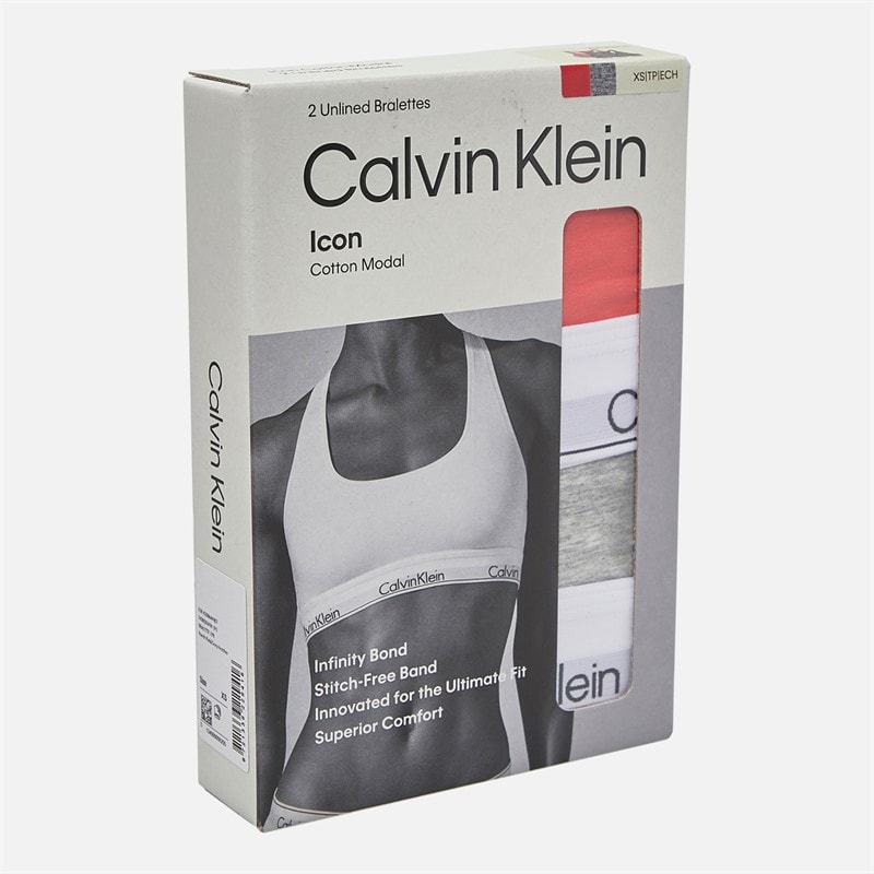 Calvin Klein Womens Two Pack Bralettes Punch Pink/Grey Heather - Image 3