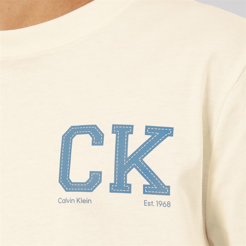 Calvin Klein Boys Chest Logo T-Shirt Vanilla Ice - Image 3