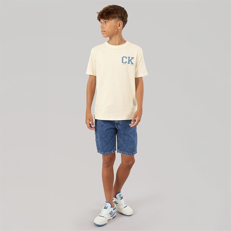 Calvin Klein Boys Chest Logo T-Shirt Vanilla Ice - Image 4
