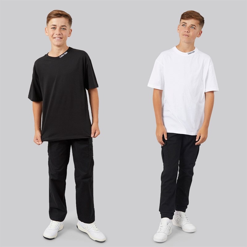Calvin Klein Jeans Boys Two Pack Logo T-Shirts Bright White/Black - Image 3