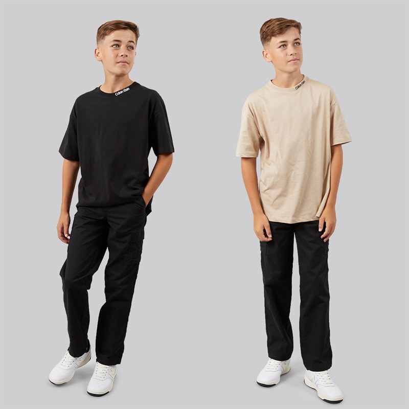 Calvin Klein Jeans Boys Two Pack Logo T-Shirts Humus/Black - Image 4