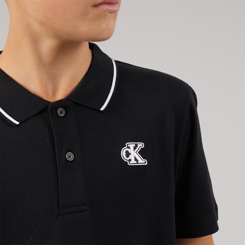 Calvin Klein Jeans Boys CK Monogram Polo Shirt Black - Image 3