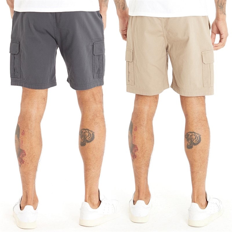 Closure London Mens Two Pack Utility Cargo Shorts Charcoal/Stone - Image 2