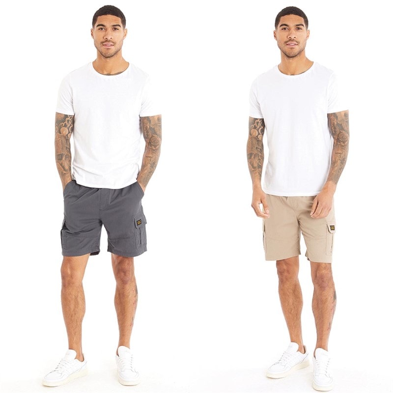 Closure London Mens Two Pack Utility Cargo Shorts Charcoal/Stone - Image 4