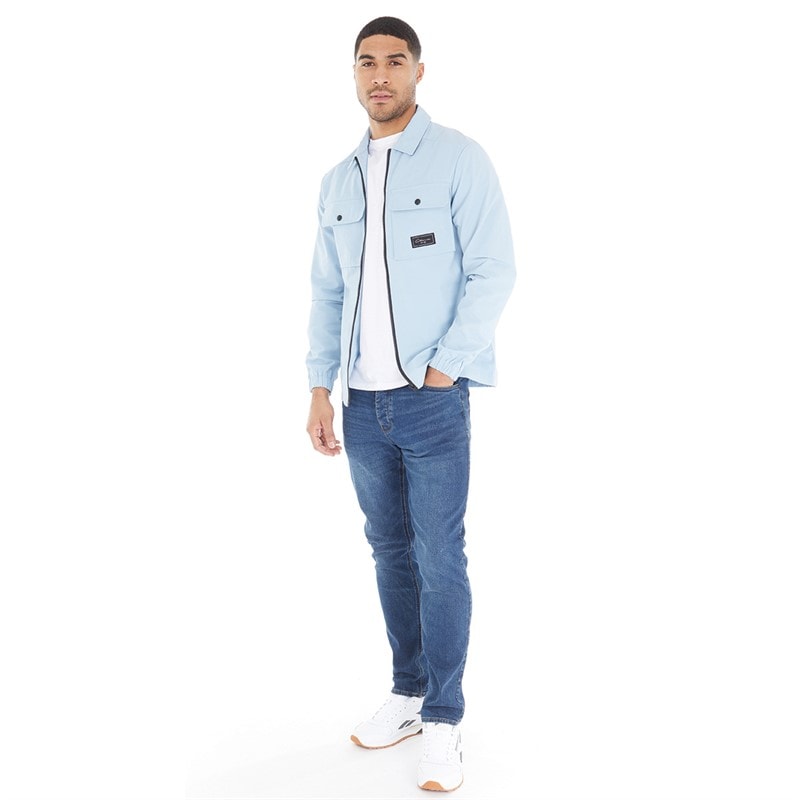 Closure London Mens Utility Overshirt Light Blue - Image 3