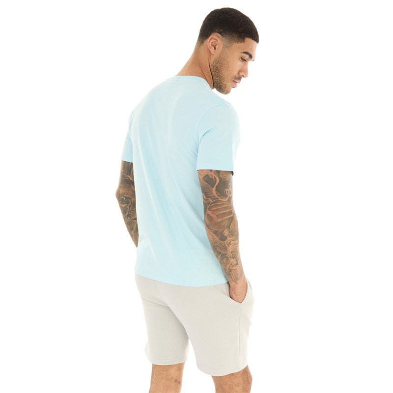 Closure London Mens Fury T-Shirt And Shorts Co-Ord Pastel Blue/Light Grey - Image 2
