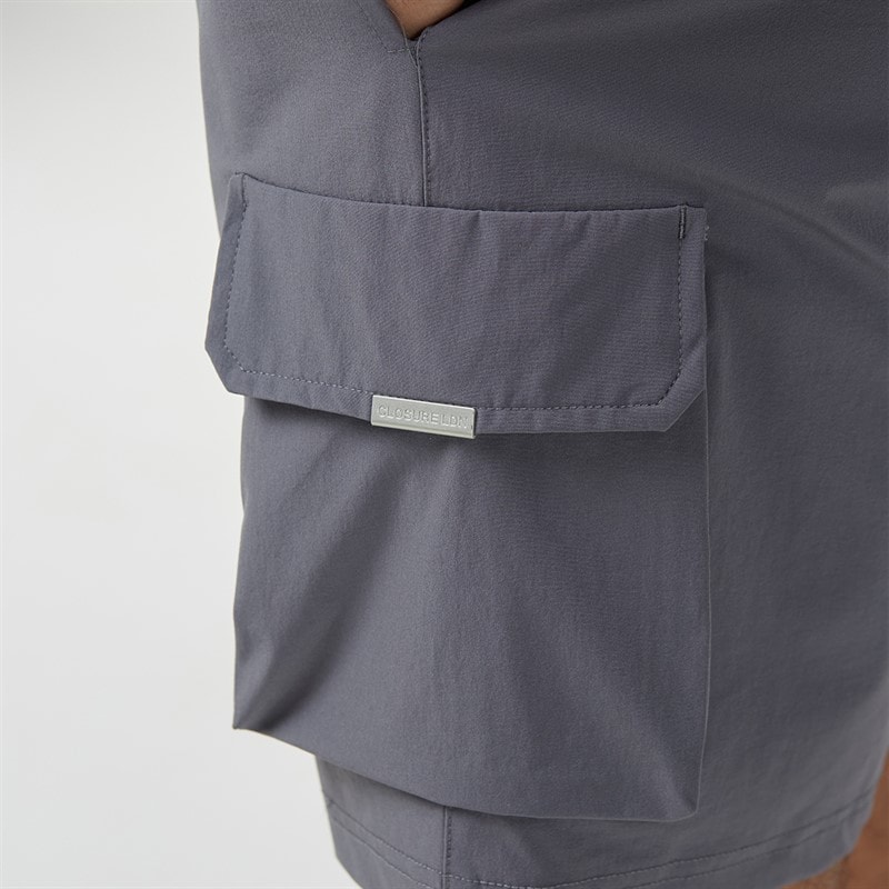Closure London Mens Ripstop Utility Tech Shorts Charcoal - Image 3