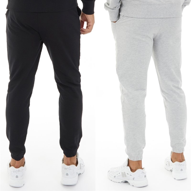 Closure London Mens Two Pack Relaxed Fit Joggers Black/Light Grey Marl - Image 2