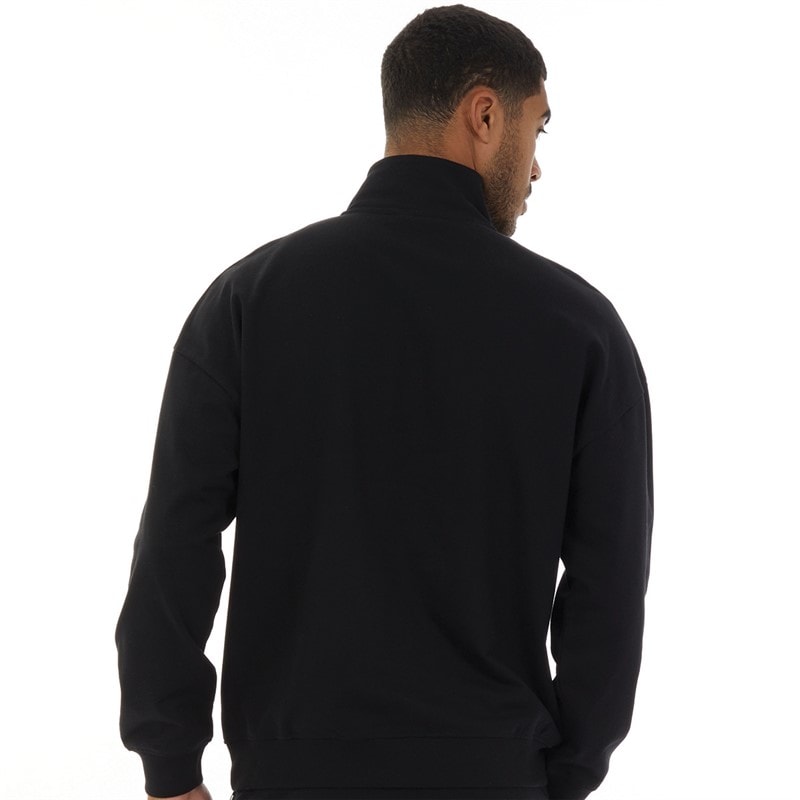 Closure London Mens Relaxed Fit 1/4 Zip Fleece Black - Image 2