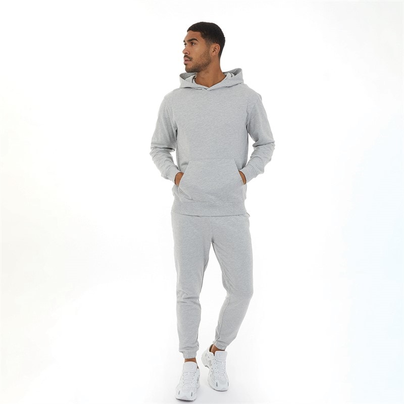 Closure London Mens Relaxed Fit Hoodie Light Grey Marl - Image 3