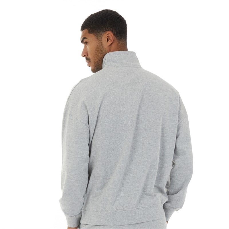 Closure London Mens Relaxed Fit 1/4 Zip Fleece Light Grey Marl - Image 2