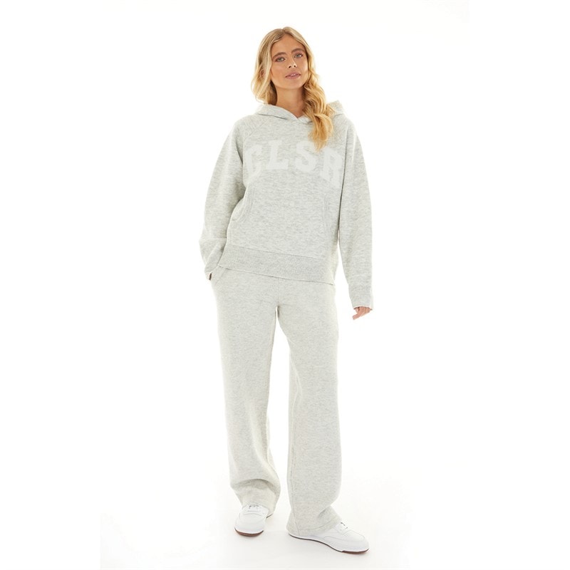 Closure London Womens Knitwear Hoodie And Pants Set Light Grey Marl - Image 4