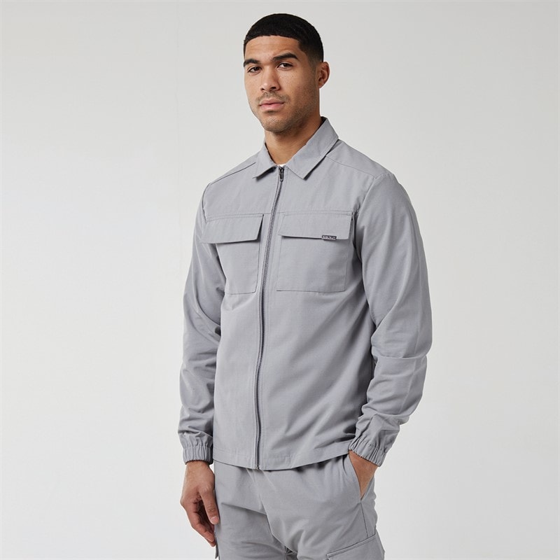 Closure London Mens Smart Utility Overshirt Ice Grey - Image 3