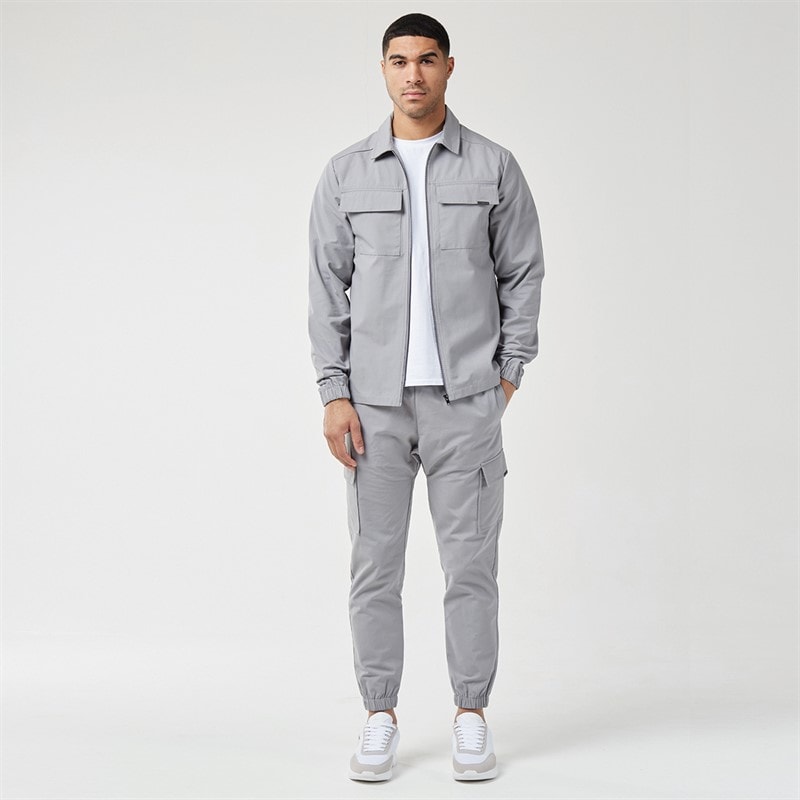 Closure London Mens Smart Utility Overshirt Ice Grey - Image 4