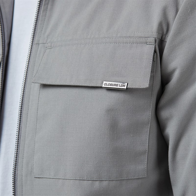 Closure London Mens Smart Utility Overshirt Ice Grey - Image 5