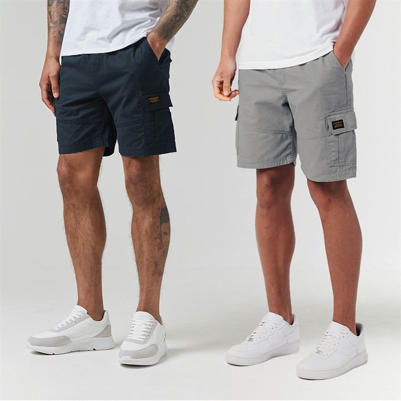 Closure London Mens Two Pack Utility Cargo Shorts Grey/Navy - Image 1