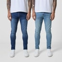 Closure London Mens Two Pack Slim Fit Jeans Mid Blue 198/Light Blue