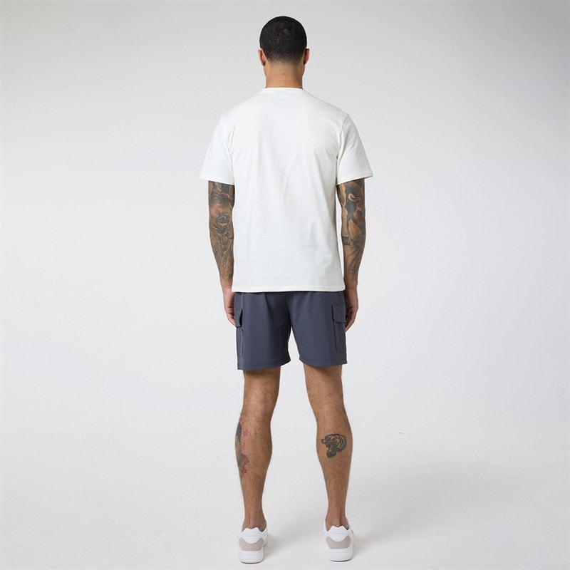 Closure London Mens Contrast Pocket T-Shirt And Shorts Set Off White/Charcoal - Image 2