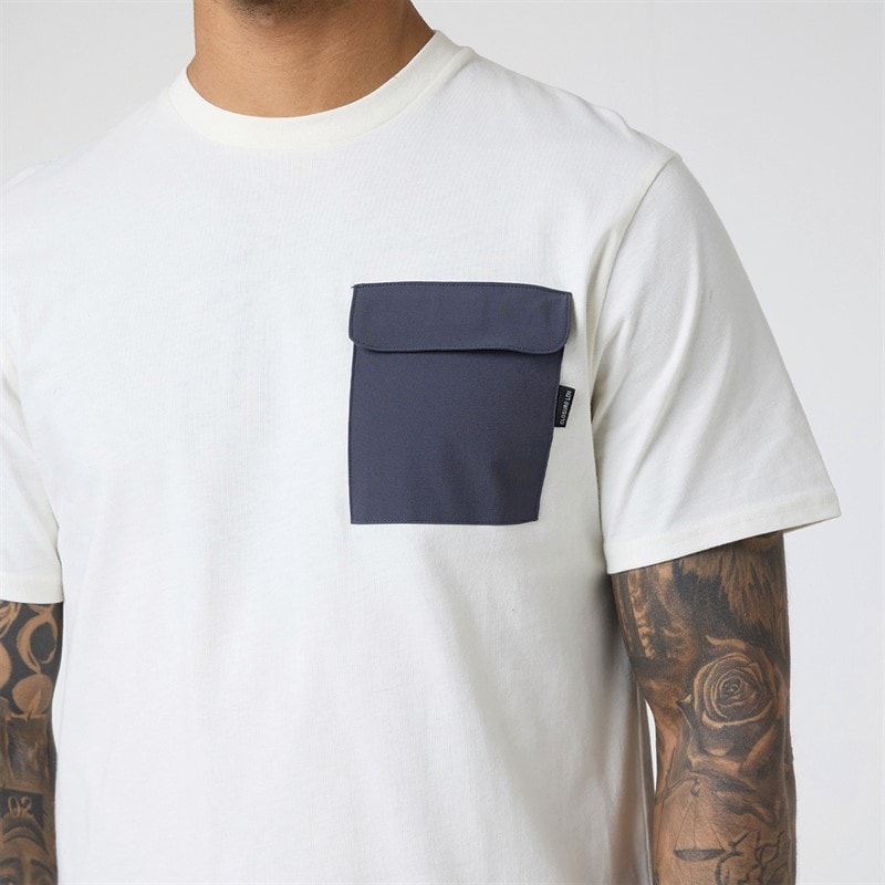 Closure London Mens Contrast Pocket T-Shirt And Shorts Set Off White/Charcoal - Image 3