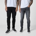 Closure London Mens Two Pack Slim Fit Jeans Black 001/Grey Wash