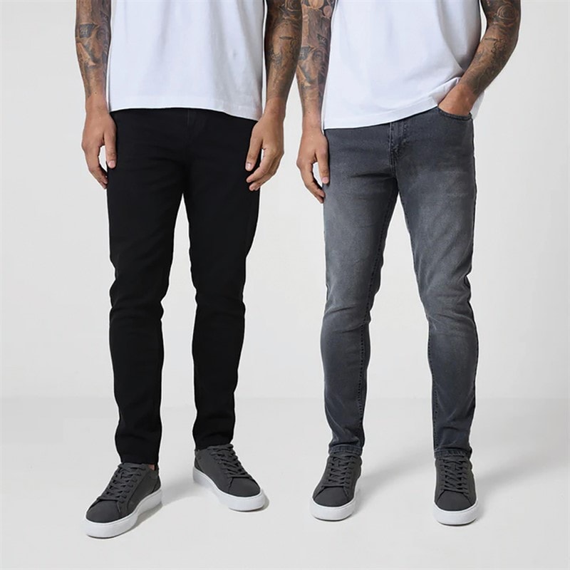 Closure London Mens Two Pack Slim Fit Jeans Black 001/Grey Wash