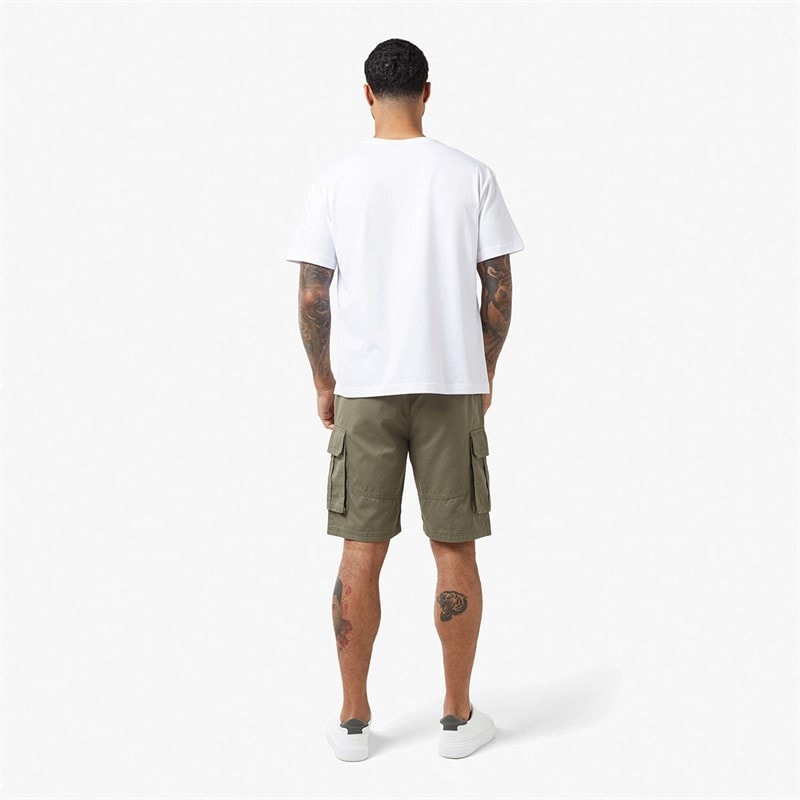 Closure London Mens Long Fit Utility Cargo Shorts Light Khaki - Image 2