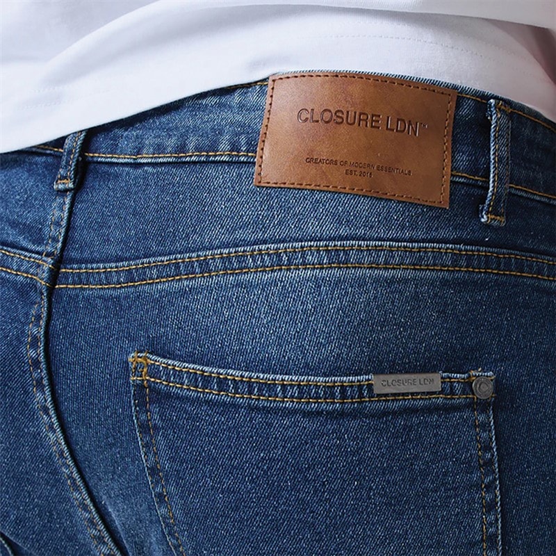 Closure London Mens Regular Fit Jeans Mid Blue - Image 3