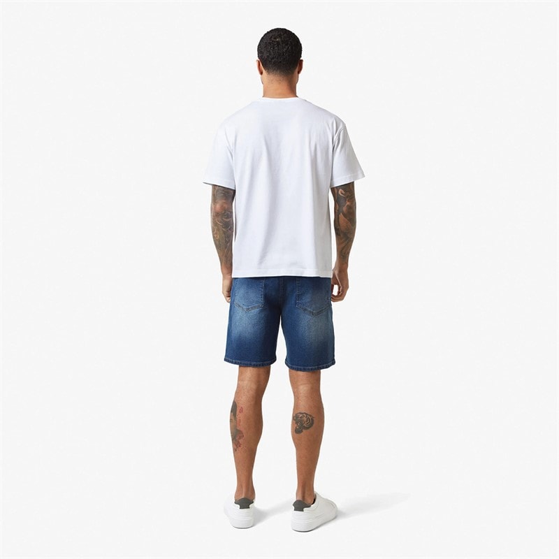 Closure London Mens Relaxed Fit Denim Shorts Mid Blue - Image 2